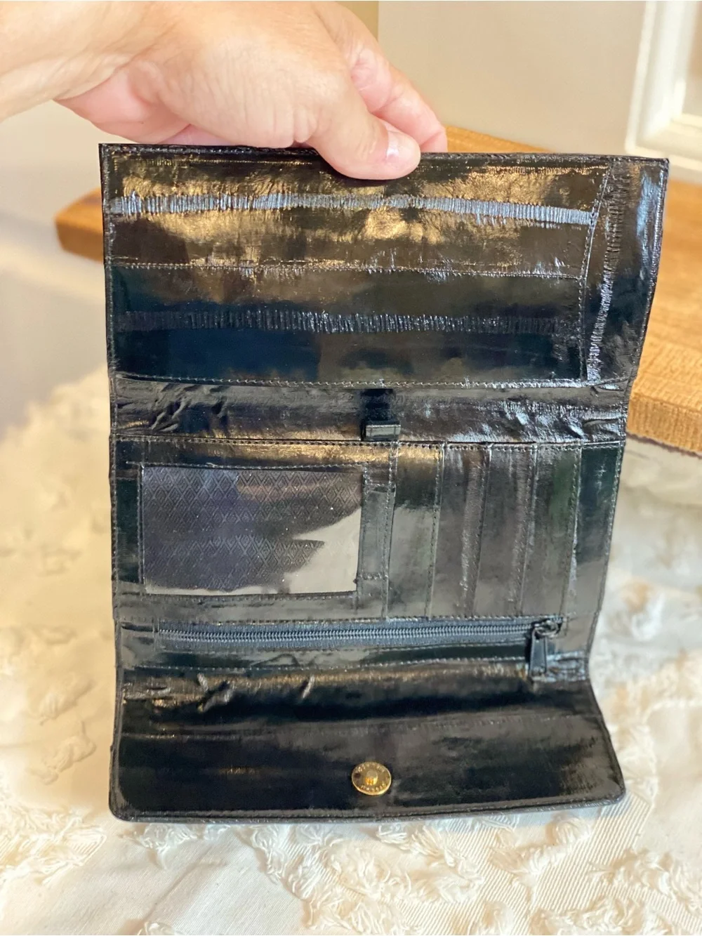 Like New!  Vintage Black Eel Wallet Clutch